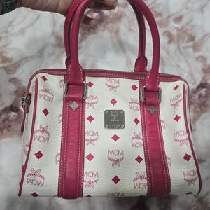 MCM Pink N White Boston Bag